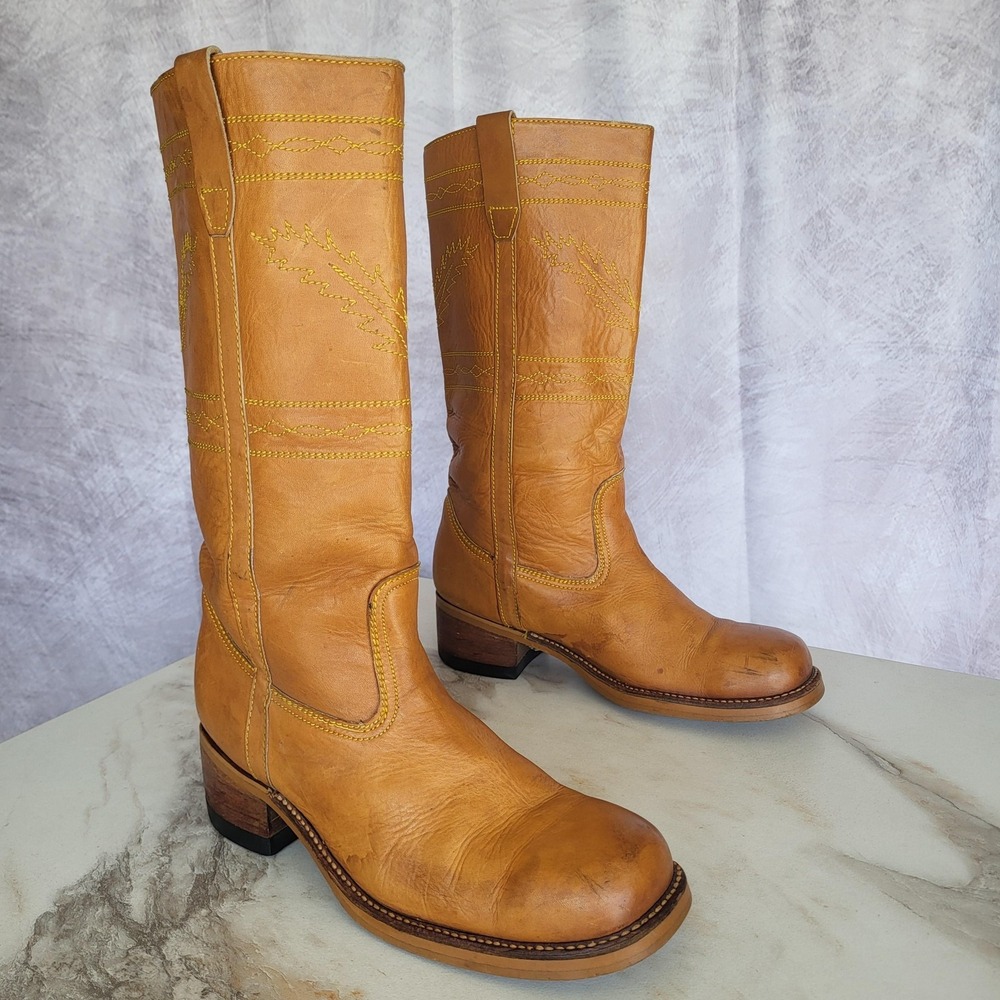 Destroyer Safari Campus Western Cowboy Boots Mx Size 29.5 Brown Square Toe